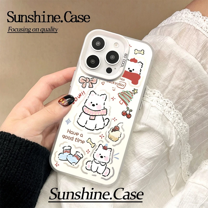 圣诞小狗适用苹果17/16promax彩银iPhone15pro手机壳14/13/12/11