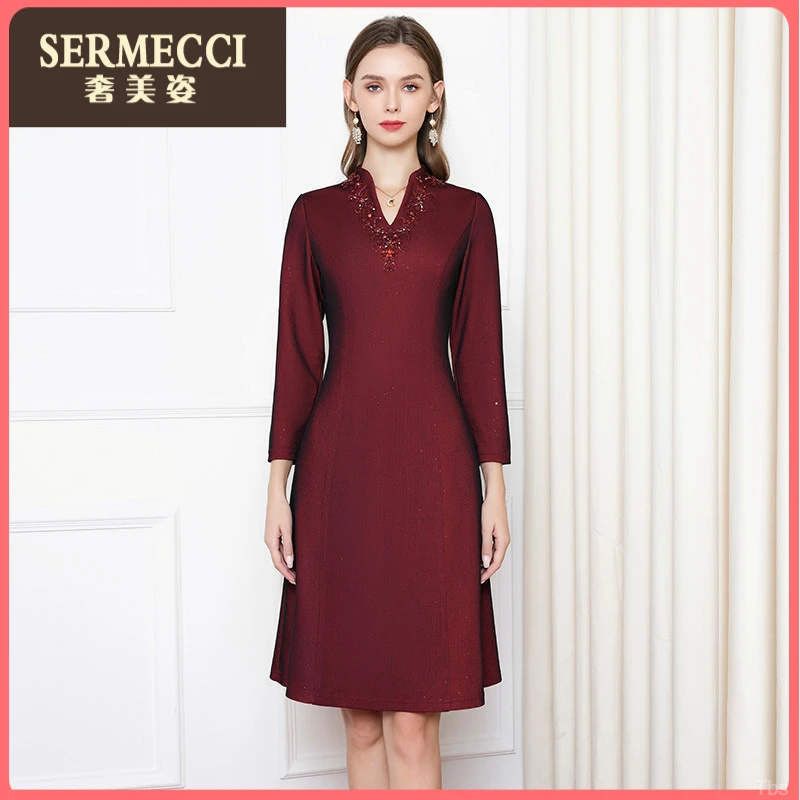 上档次爆款连衣裙奢美姿高级感2025秋季新款气质显瘦裙子