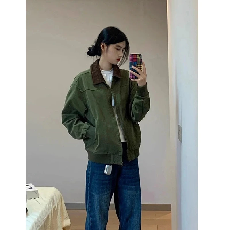 vintag哈灵顿夹克男款春秋季美式复古翻领棒球服底特律工装外套