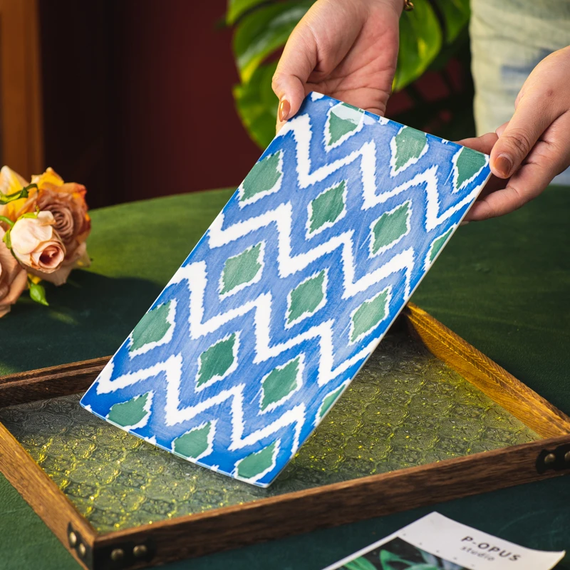 QC071长方鱼盘11英寸日式长方形釉下彩1个鱼盘