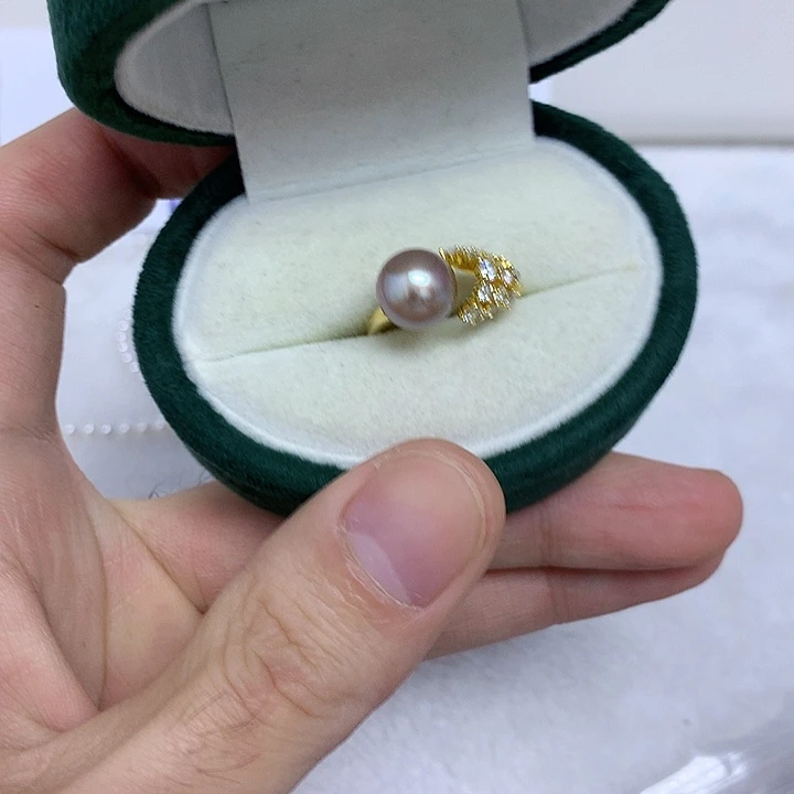 戒指银S925镶嵌淡水珍珠9-10