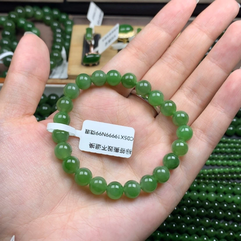 【闪购商品】未镶嵌手串和田玉（碧玉）8m特价微瑕