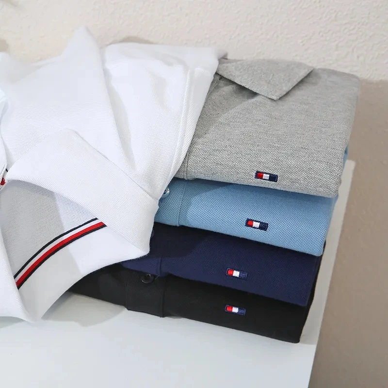 2025新款夏季短袖免烫常规商务白色Polo衫男款经典商务复古风