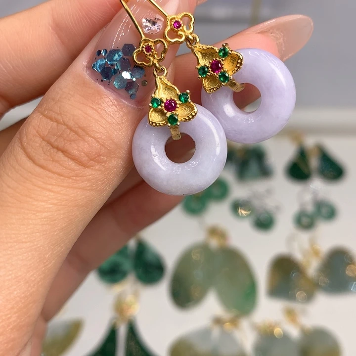 翡翠银S925镶嵌耳饰耳饰