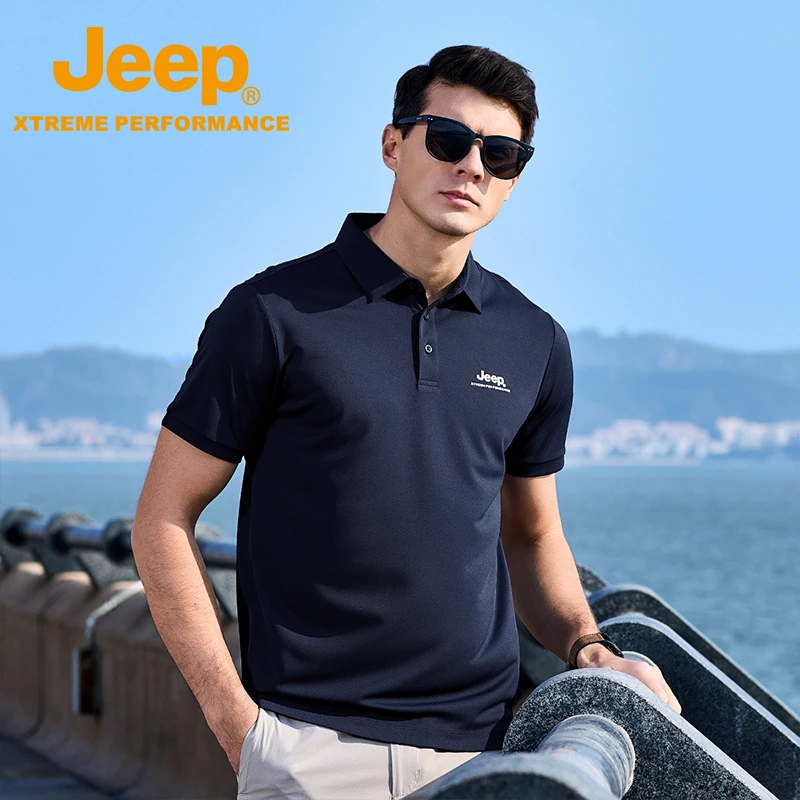 JEEP/吉普户外速干polo衫男士商务休闲翻领凉感舒适半袖
