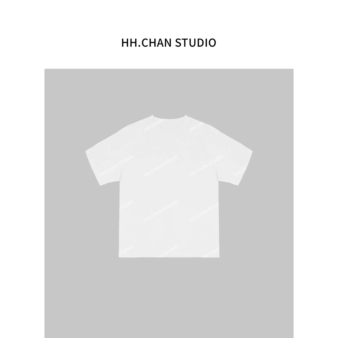 HH.CHAN“小猪宝”100%棉2025年45R夏季新款宽松小猪刺绣白色短袖