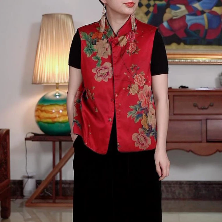 『桂枝香』复古中式国风40姆香云纱两面穿百搭马夹马甲-W2Q9148