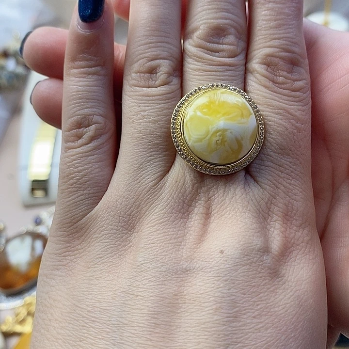 琥珀未镶嵌戒指蜜蜡戒指