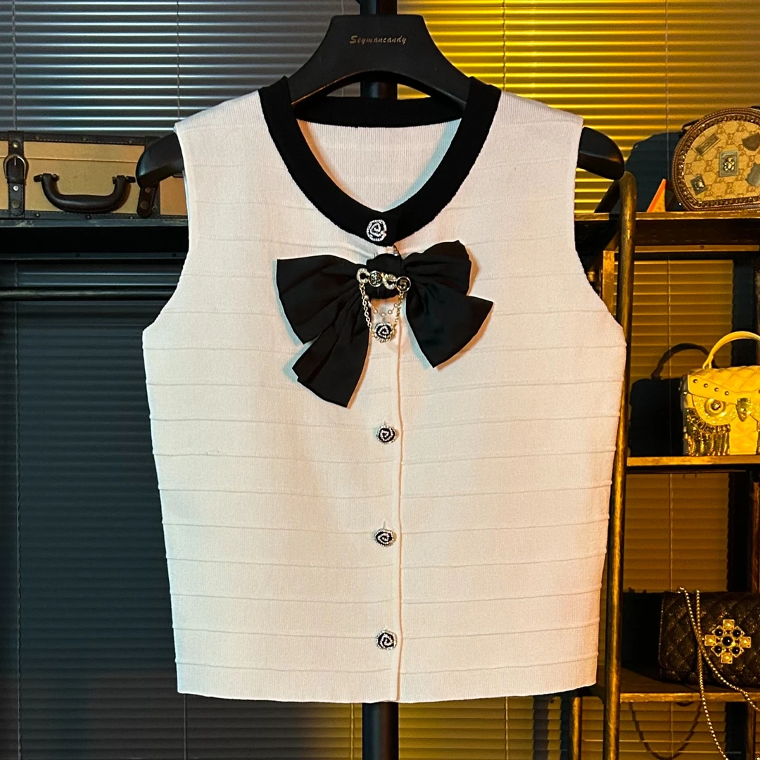 小香风针织马甲女夏薄款外搭2025新款气质背心外套时髦无袖上衣