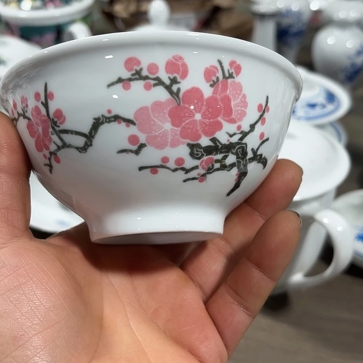 陶梅花米饭碗时203公分米饭碗