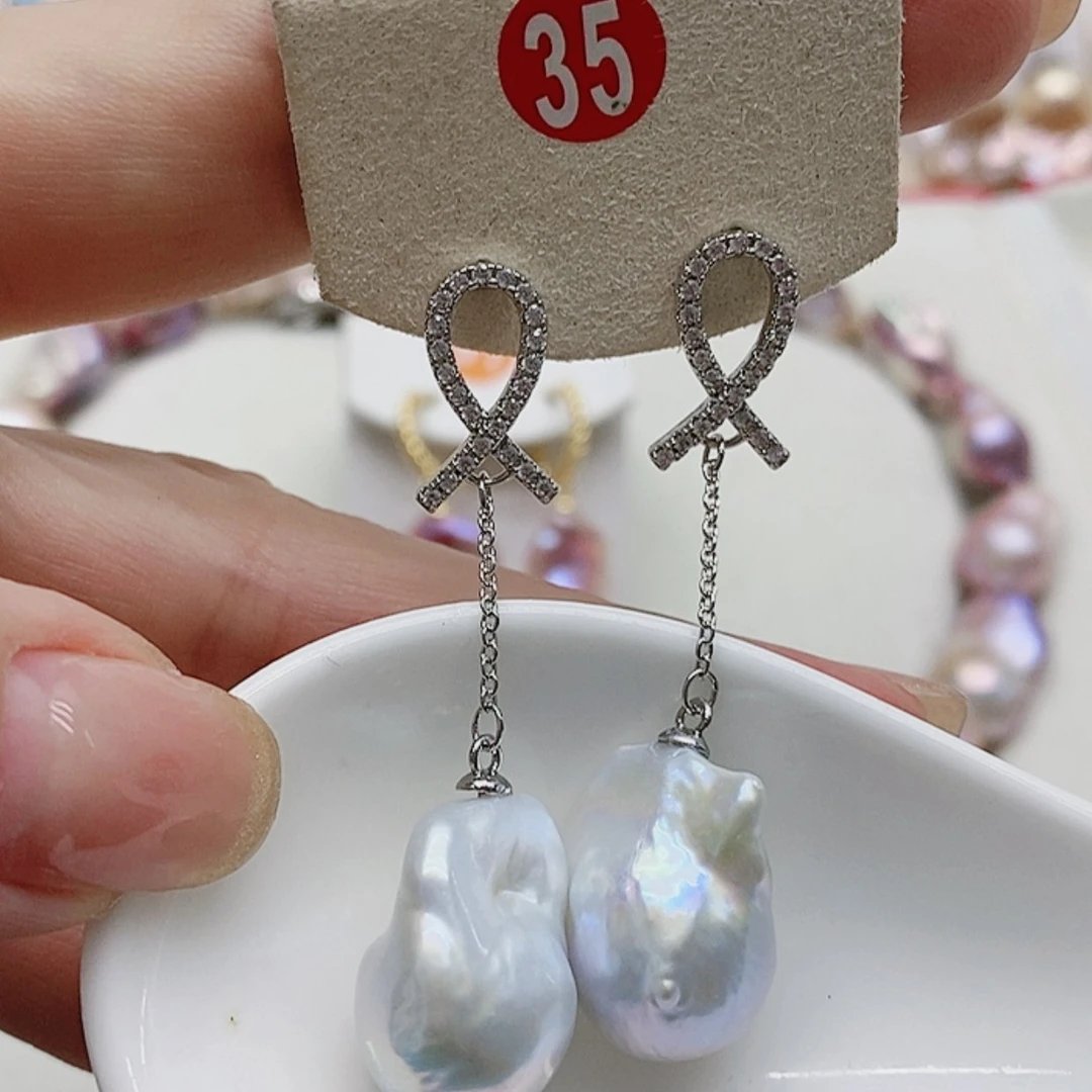【闪购商品】淡水珍珠耳饰银S925镶嵌