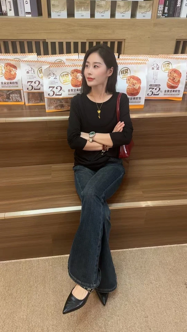 Miss Huo 假两件小衫 A 黑色 24627