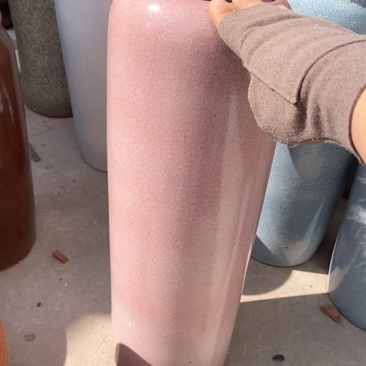 紫砂花盆正品高44口12粉色