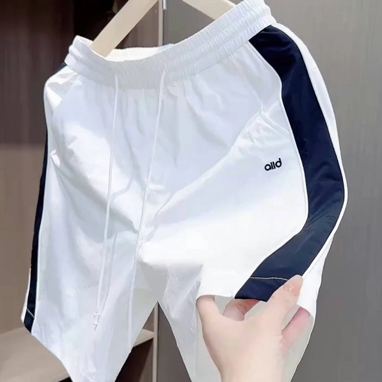 2025夏季男士短裤运动沙滩裤子男速干中裤宽松外穿拼色裤衩男透气