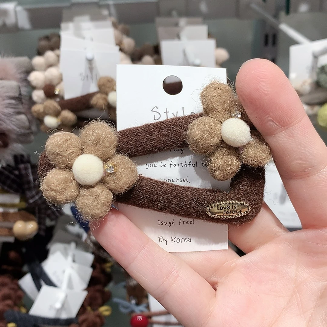 布艺非金属泡菜咖色毛毡花花拜拜单只