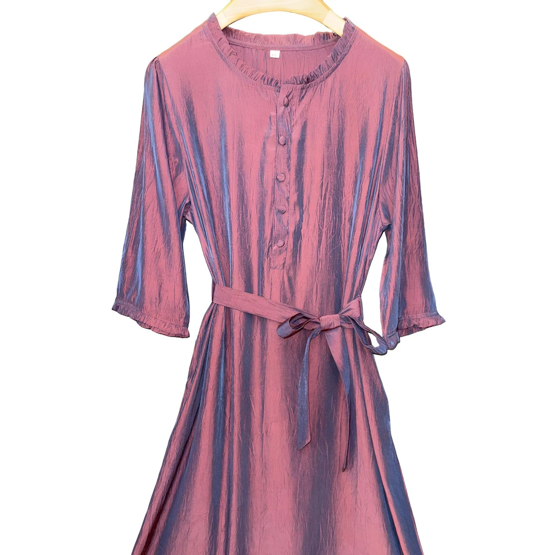 【时装高定款】贯乐紫修身印花连衣裙女装大码连衣裙