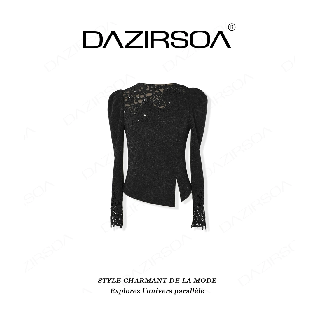 “冬日街灯”时尚百搭法绣花朵镂空毛衣 AC652