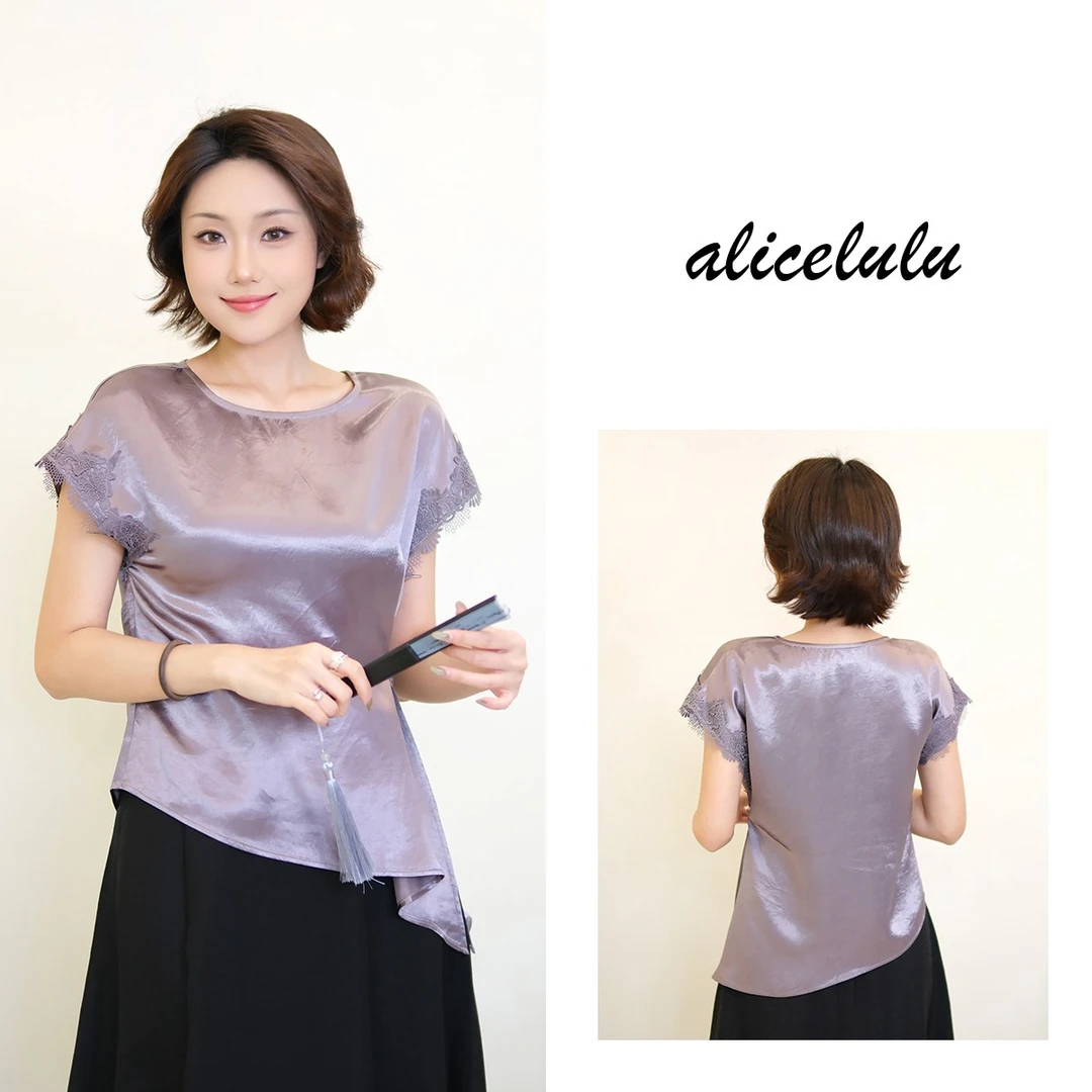 2alicelulu蕾丝拼接气质女不规则设计感衬衫S2143116W