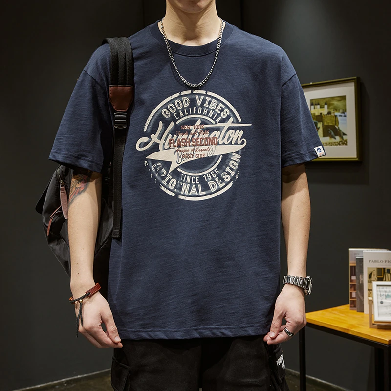 LEIGHZ/雷茨短袖T恤男士夏季潮牌男装新款宽松半袖上衣美式体恤男