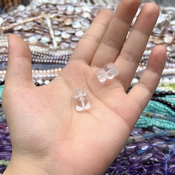 未镶嵌玛瑙/玉髓珠宝半成品一个12/17mm左右白水晶小熊