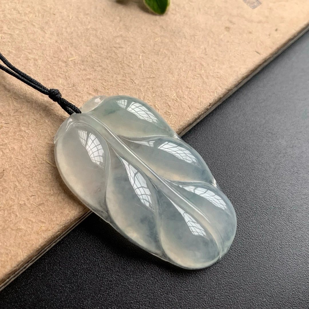 缅甸天然翡翠翡翠A货冰种叶子高品质《大业有成》