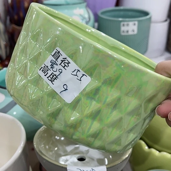 多肉绿植陶瓷花盆9.9包邮，有孔