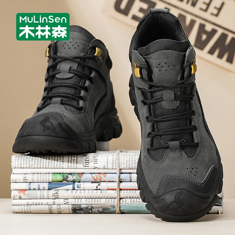 木林森登山户外靴子男2025新款秋季防滑中高帮劳保男鞋运动工装靴