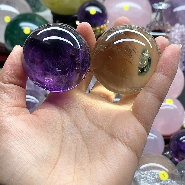 水晶天然水晶黄加紫卡5A494未镶嵌云**鱼