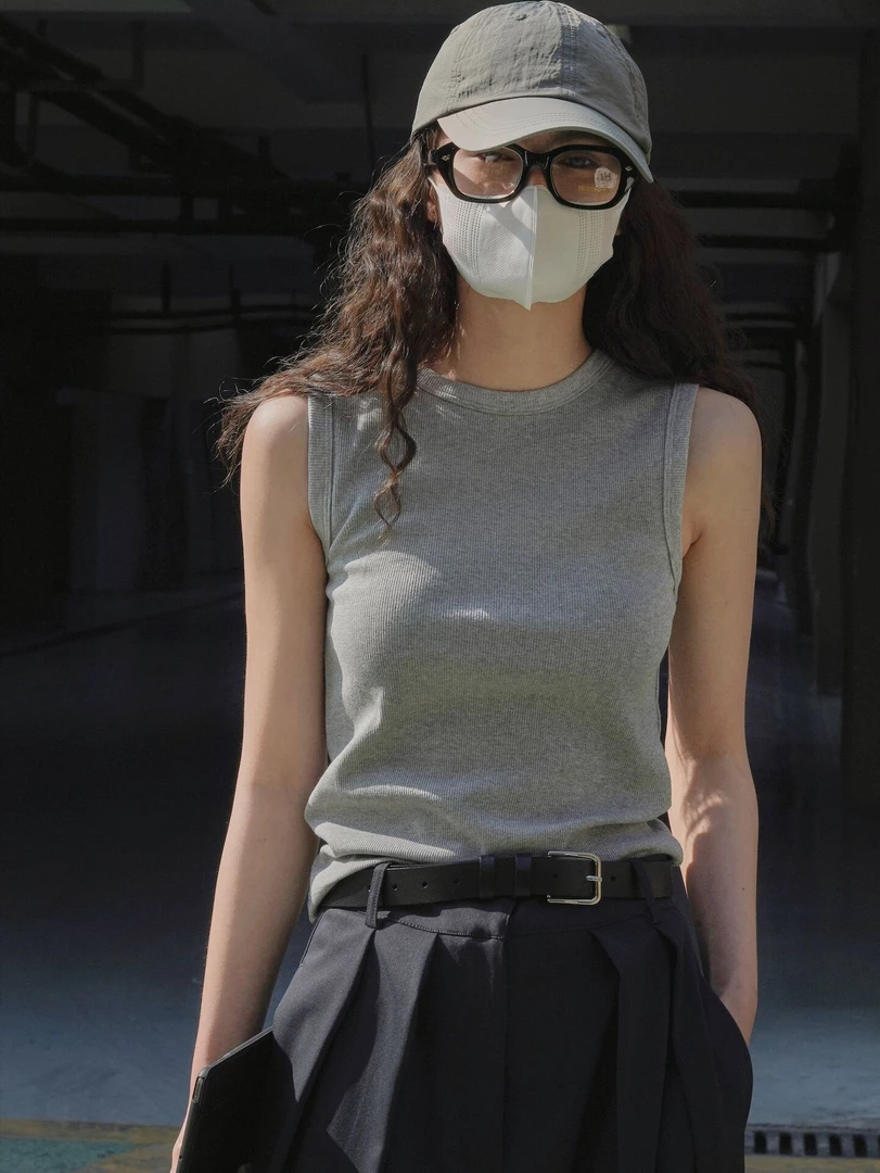 韩版基础遮副乳工字背心女外穿夏内搭小众设计感螺纹无袖吊带上衣