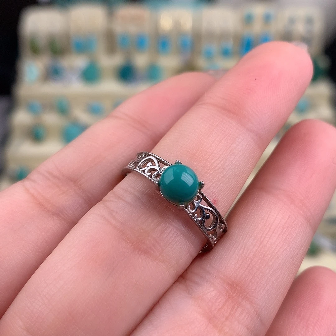 绿松石银S925镶嵌戒指