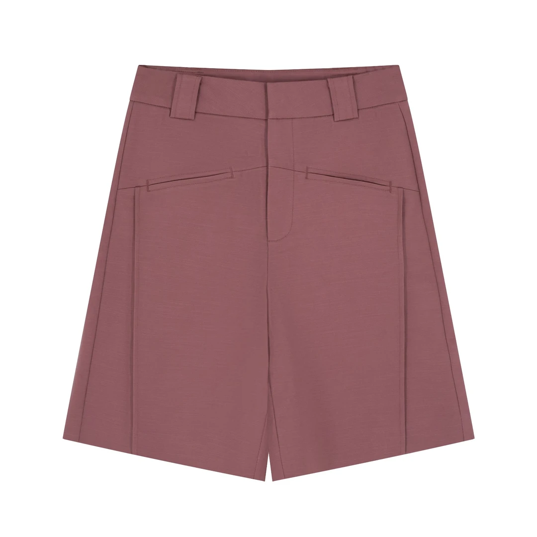 2025年夏季新款女裤设计款百搭时尚气质一字口袋A字短裤