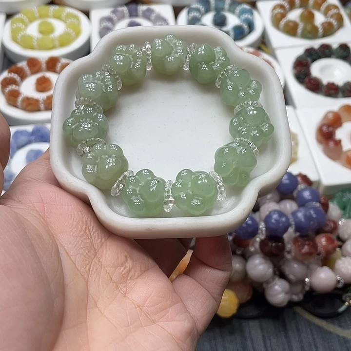 石英质玉（非洲翠）合金手串