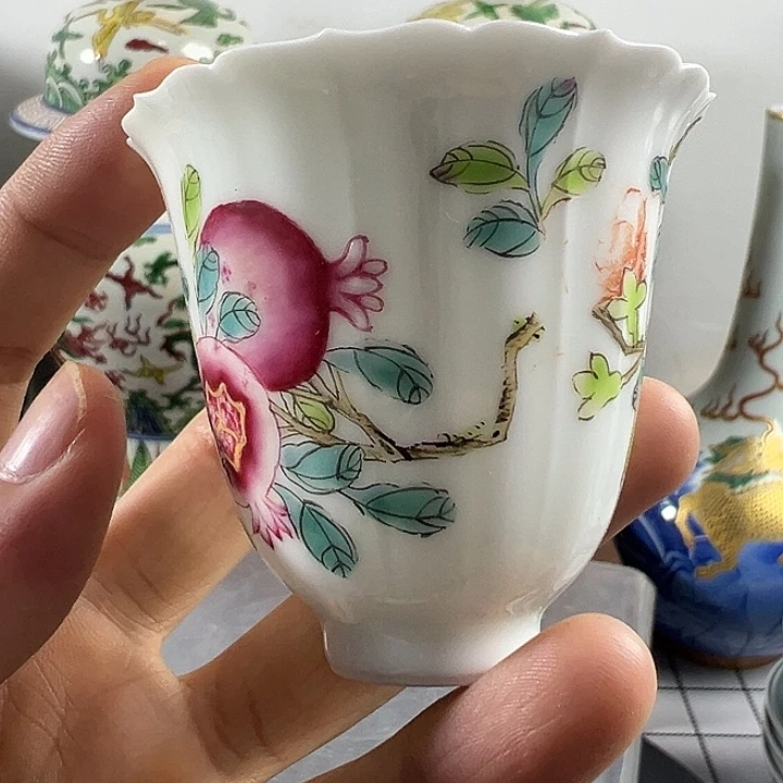 杯珐琅彩花果纹陶瓷杯