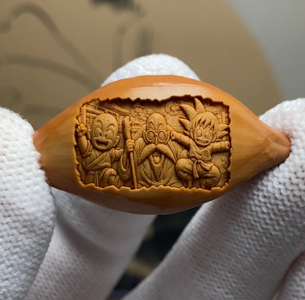 橄榄核雕卡通动漫小众雕刻单籽橄榄核七龙珠孙悟空精品文玩手把件