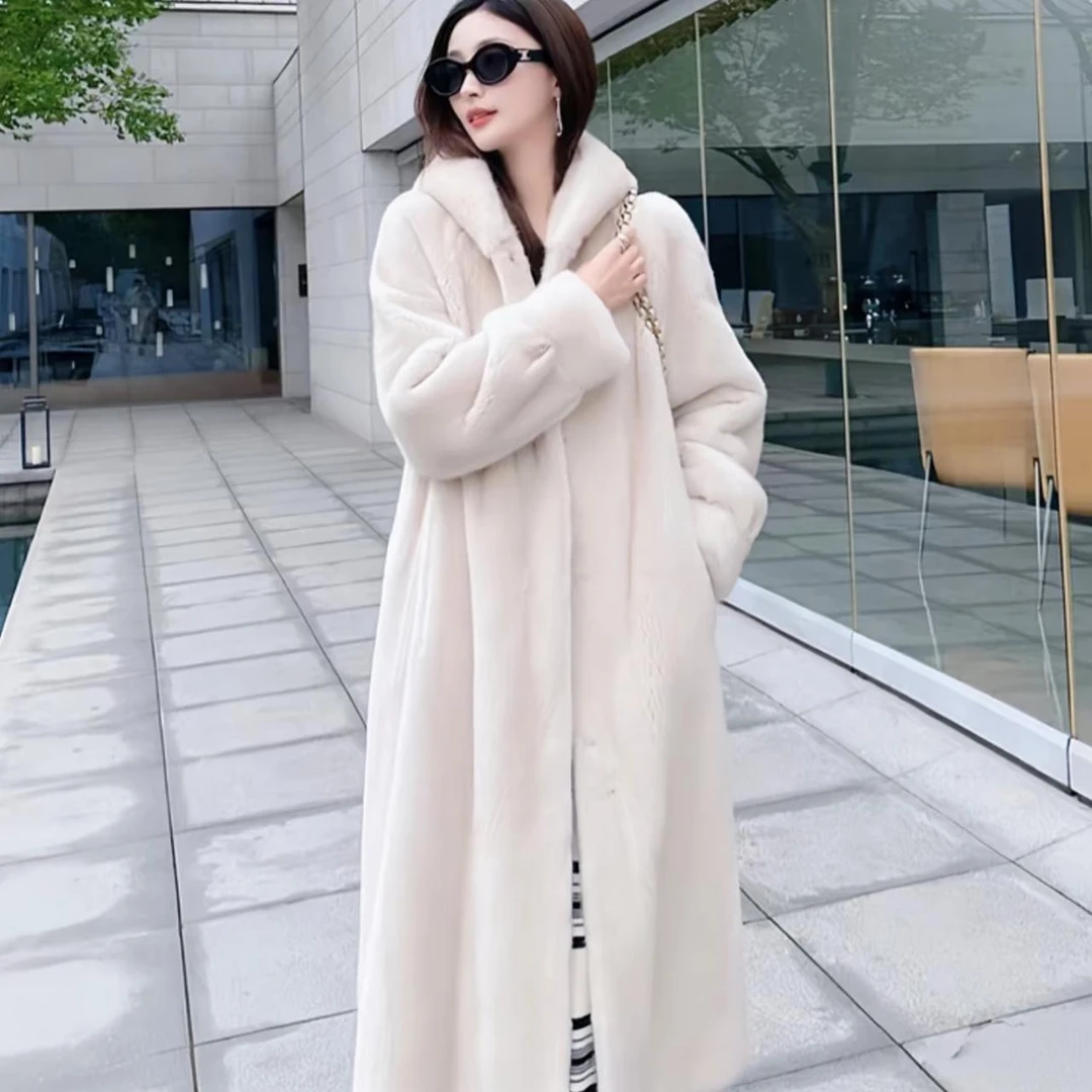 商场金标反季清】海宁连帽米兰貂毛皮高端气质冬大衣