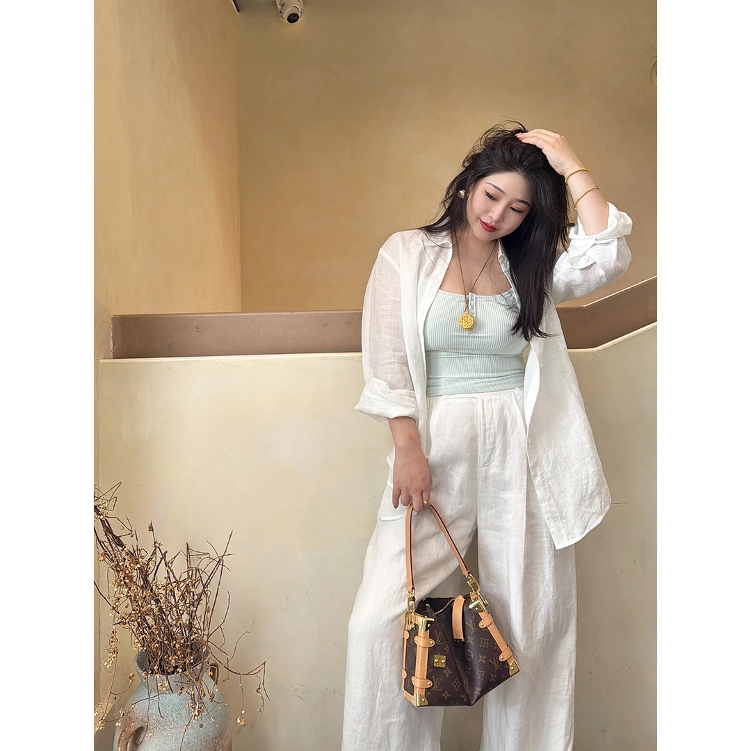 多肉宝贝【100%苎麻衬衫】老钱风慵懒百搭衬衫女胖mm百搭2507B25188