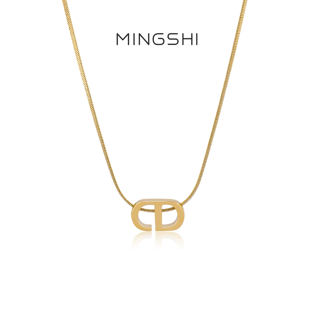 名式 铜合金项链 个性小众时尚轻奢简约字母环环相扣项链DR004