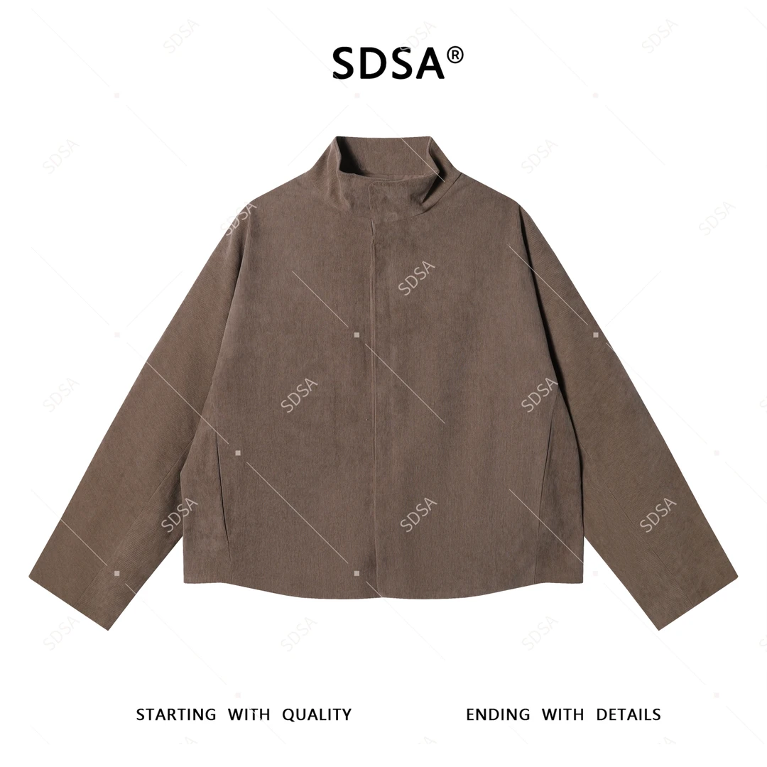 SDSA男士2025新款轻奢痞帅男装纯色半高领拉链外套网红款夹克百搭