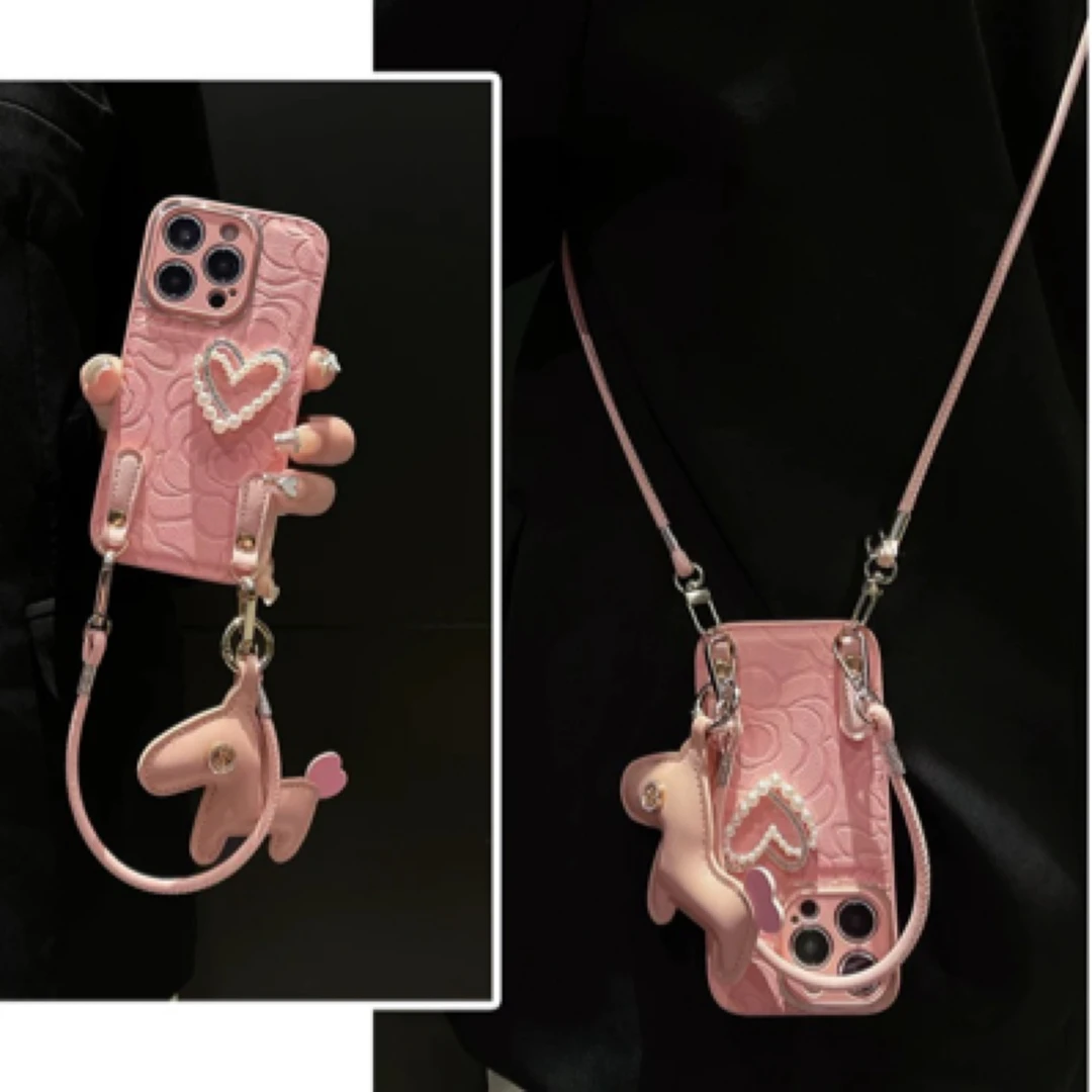 白色山茶花珍珠手链适用苹果16pro手机壳iphone15promax防摔14pro