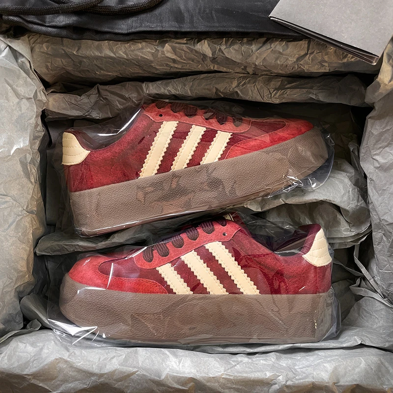 香港专柜现货红色厚底德训鞋男女款2025夏季新款情侣休闲运动板鞋