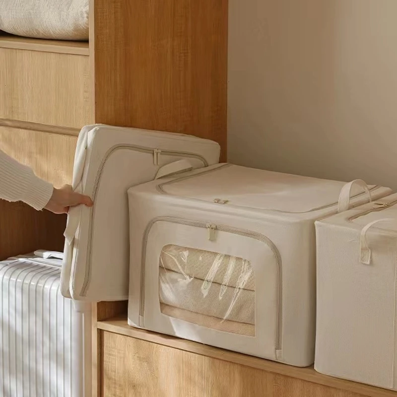 新款三面窗加粗钢架可水洗折叠羽绒服被子衣物收纳箱