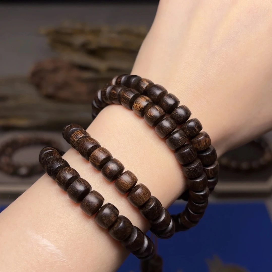 沉香手串越南富森红土玉化瘤疤0.6×0.8×108