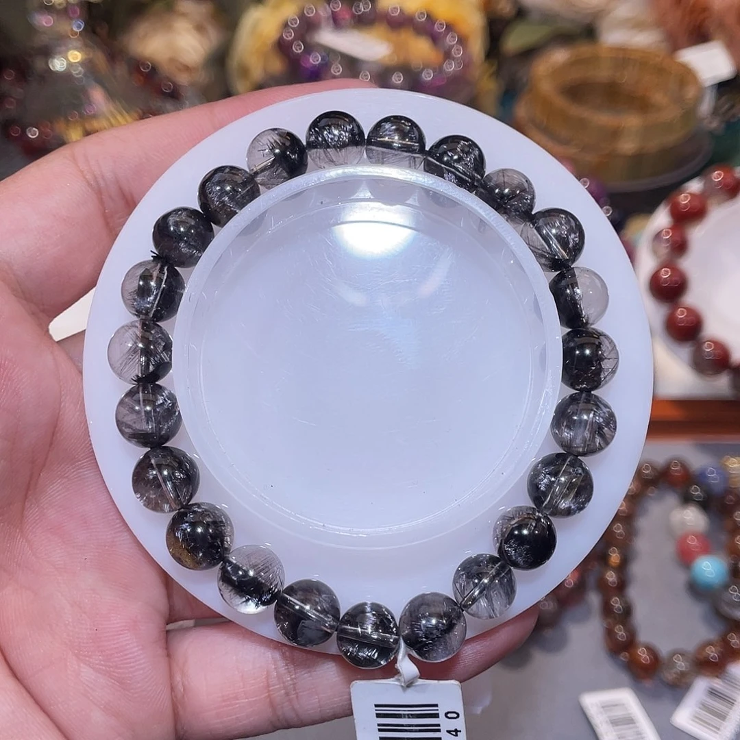 未镶嵌手串水晶黑银钛8m