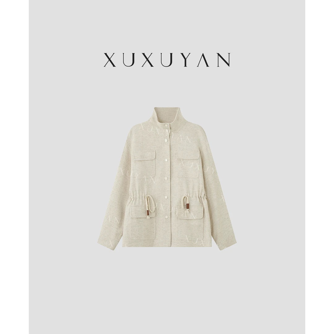 【XUXUYAN】旅行者 率性极简收腰透气亚麻长袖外套-XXMMCX011