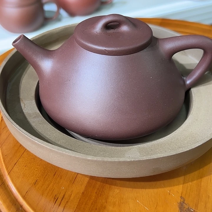 紫砂茶壶紫泥子叶瑕疵盖子200cc