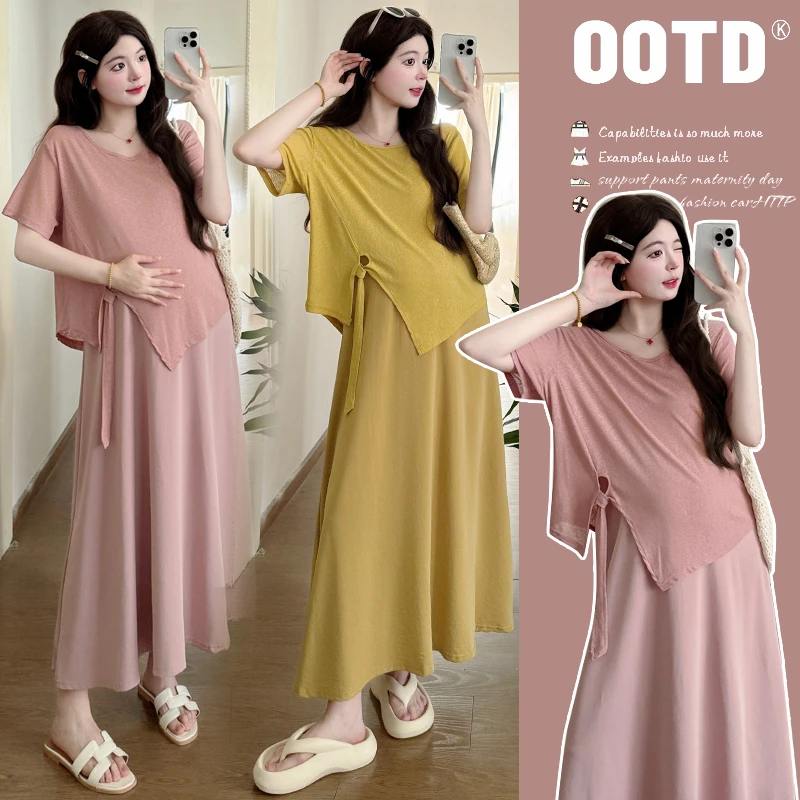 时髦孕妇装新款大码休闲套装显瘦时尚薄款宽松中长款时尚款两件套