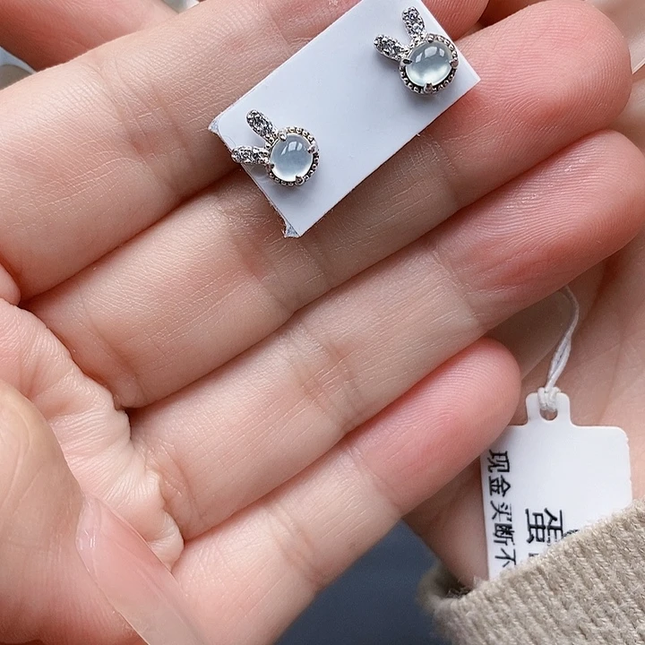 翡翠银S925镶嵌耳饰