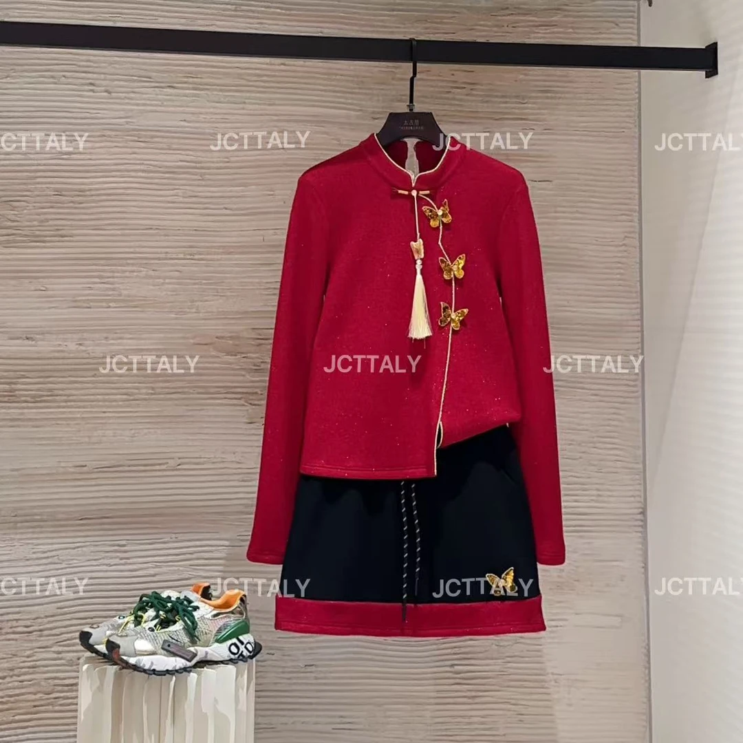 【宠粉价】（加绒）长袖时尚设计师款气质百搭半身裙套装TZ-1007