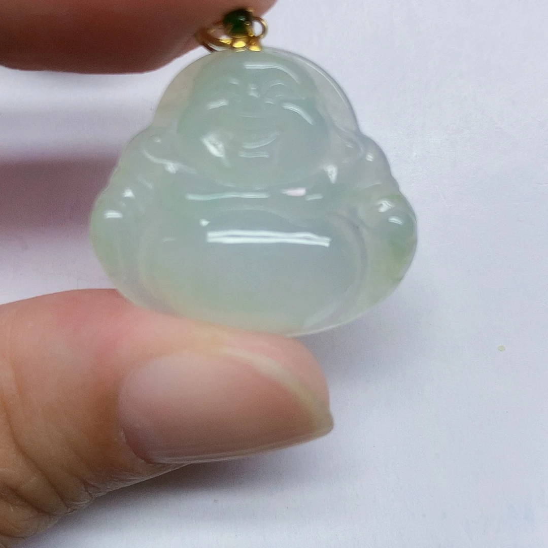 颈饰18K金镶嵌翡翠佛公