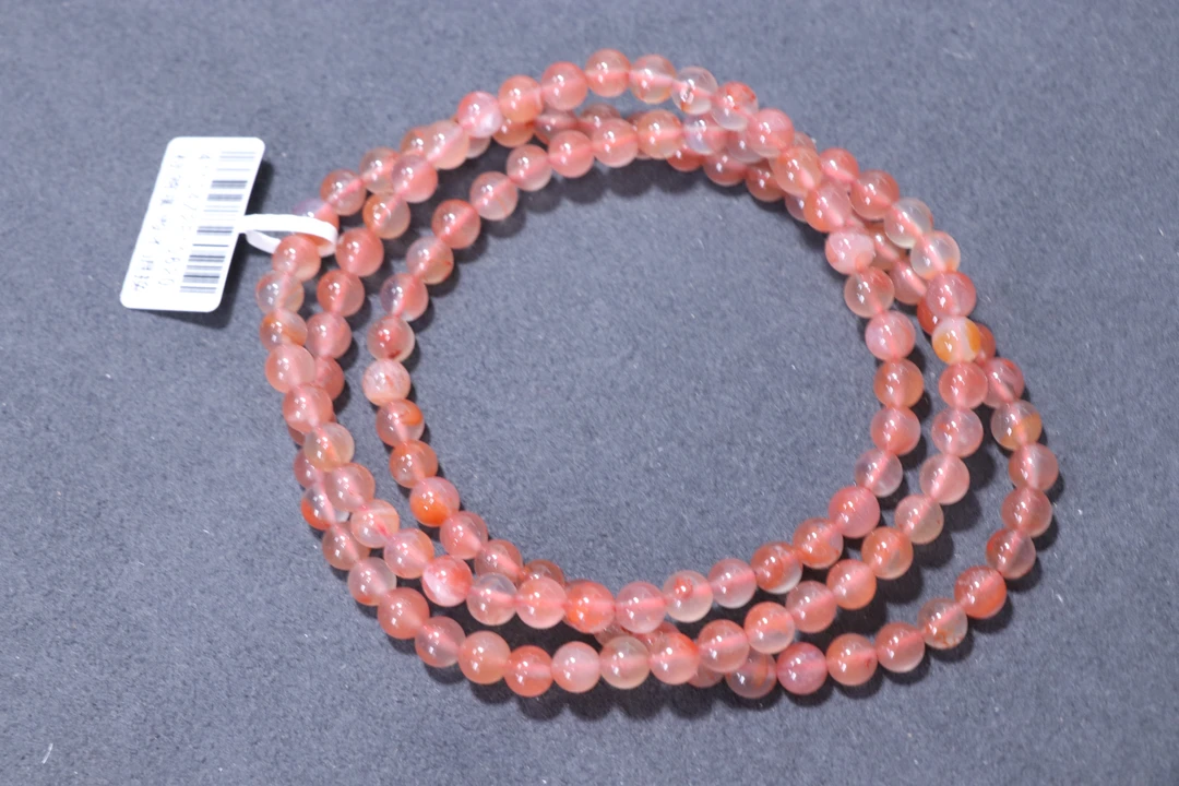 原矿无优化天然南红川料冰飘多圈6mm左右手工珠有纹裂介意慎拍